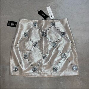 Elegant Silver Embellished Skirt EXPRESS